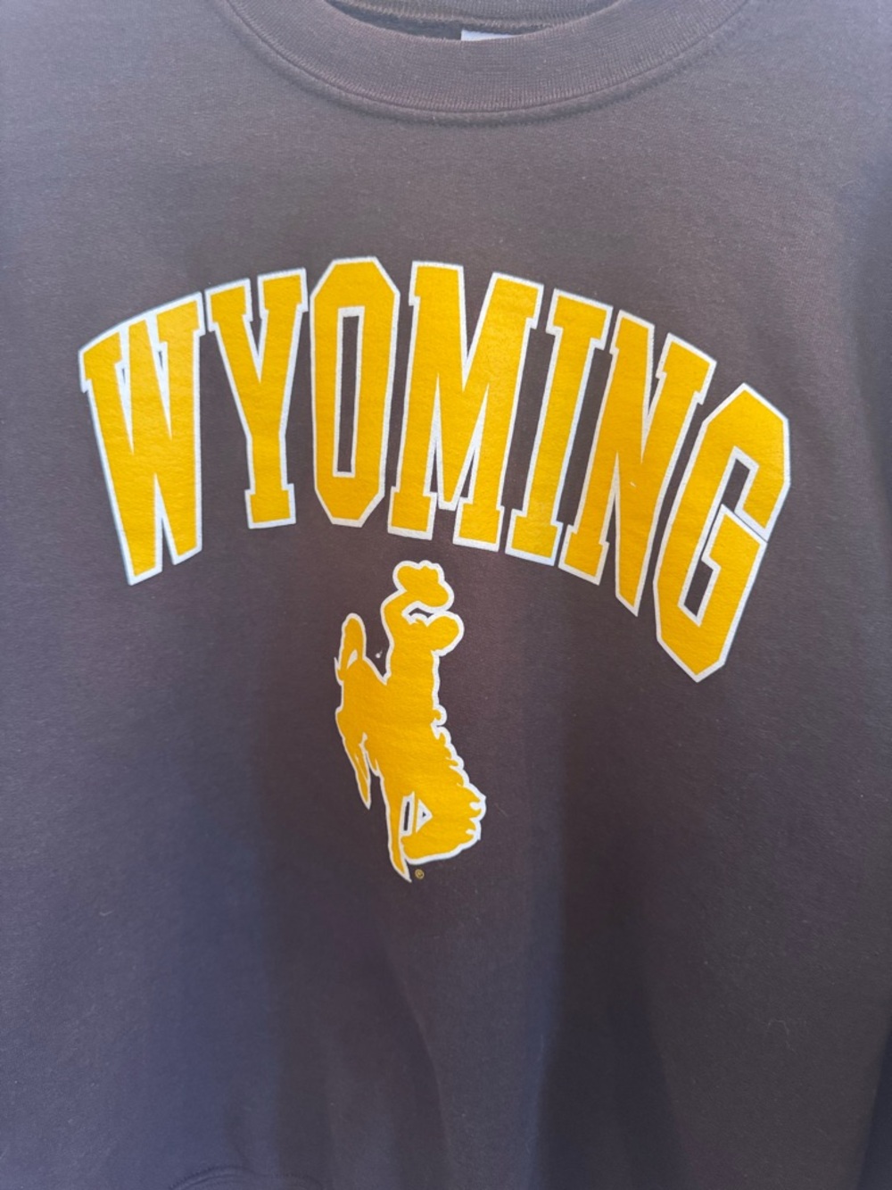 Gildan Brown Sweatshirt with Yellow WYOMING Print